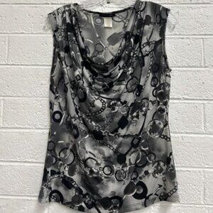 Jennie & Marlis Sleeveless Draping Top Blouse M CHANEL OR GUCCI CHAIN VIBE!